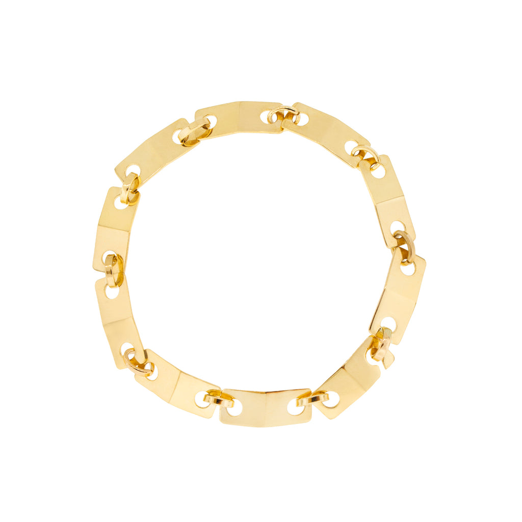 LUIS MORAIS 14K yellow gold small link ID place bracelet.