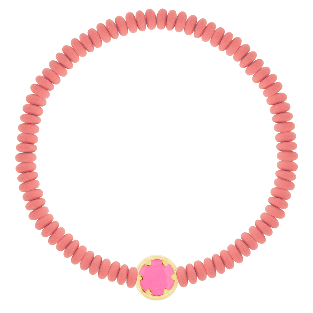 Disque à vis Torx émaillé sur bracelet perlé en hématite rose