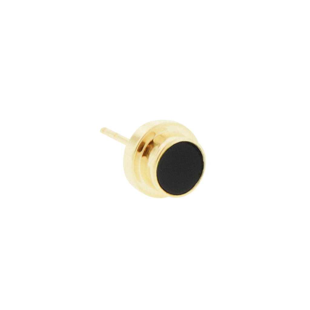 LUIS MORAIS 14K gold round lego stud earring with Onyx gemstone.
