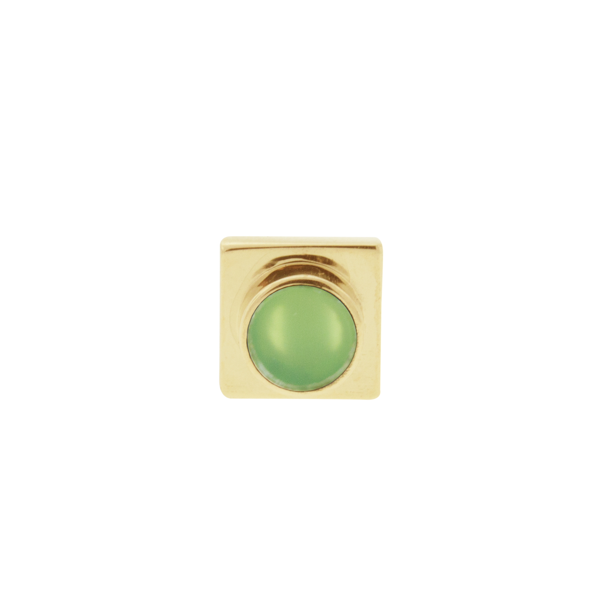 LUIS MORAIS 14K gold lego block stud earring with Chrysoprase gemstone.