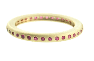 Thin Gold Ring with Pink Sapphires