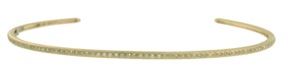 10k yellow gold thin choker with diamonds. Hinge mechanism.