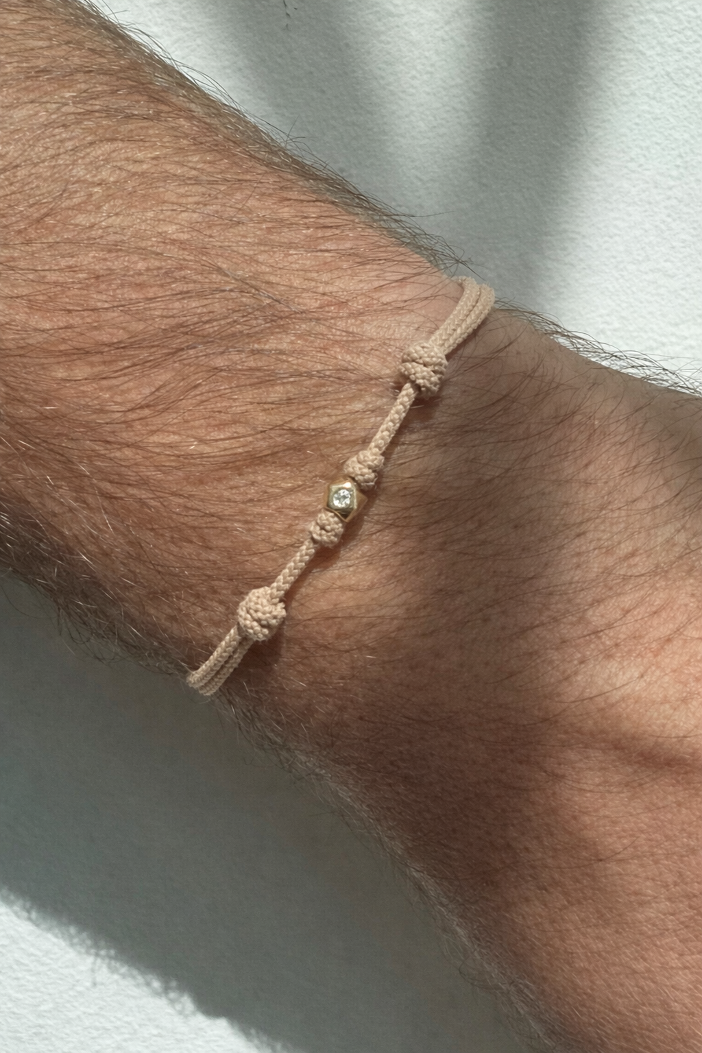 White Diamond Tetra on Taupe Cord Bracelet