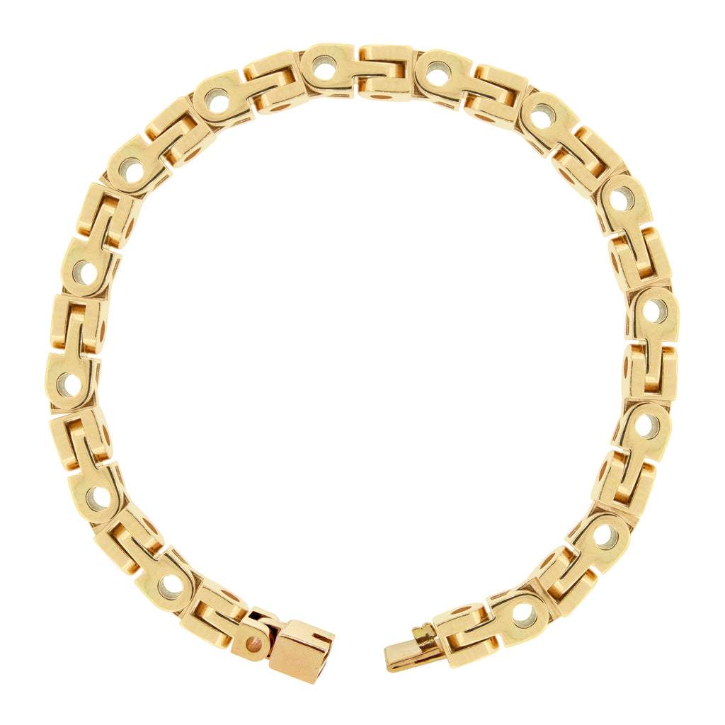 LUIS MORAIS 14k yellow gold bike chain link bracelet. Men's standard size 7.5.  -Please note this piece is made-to-order, therefore resulting in a longer processing time. For more information please contact Customer Service.