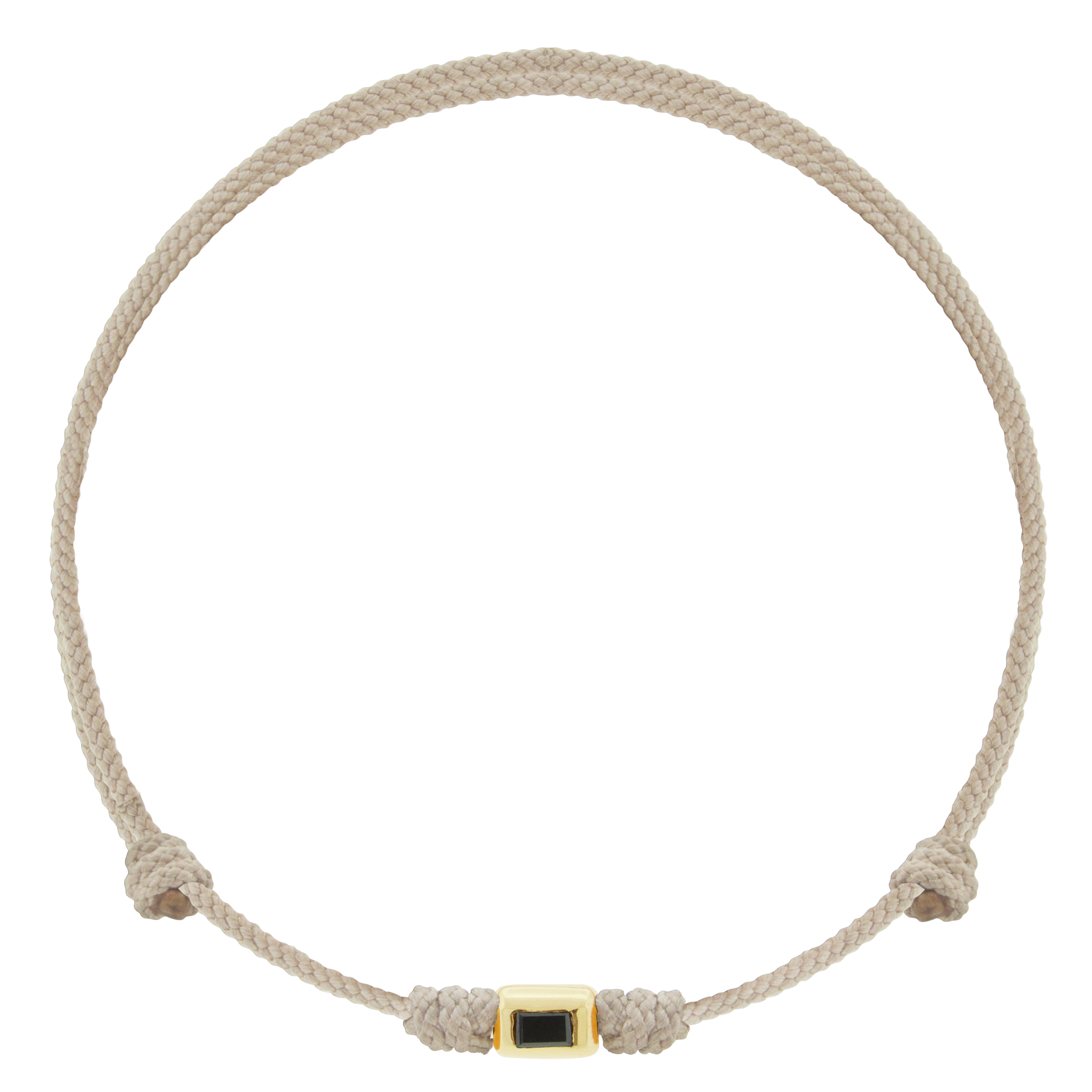 LUIS MORAIS 14k yellow gold small ingot with a baguette black diamond on an adjustable cord bracelet.