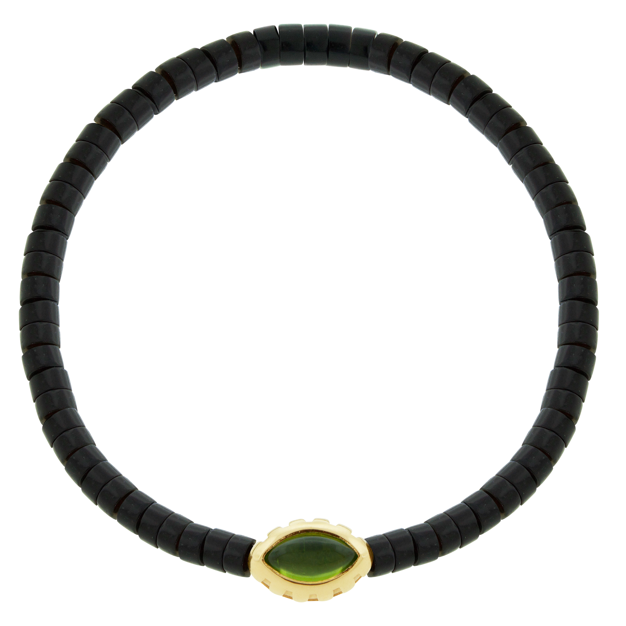 <p>LUIS MORAIS 14k yellow gold Eye of the Idol bead with a marquise Peridot gemstone on an Onyx&nbsp;beaded bracelet.</p> <ul> <li>14 yellow gold with polished finish&nbsp;</li> <li>Peridot, approx. 1.50 total carat weight</li> <li><span data-mce-fragment="1">Onyx </span>gemstone beads</li> <li>Handmade&nbsp;in the United States&nbsp;</li> </ul> <p>&nbsp;</p>