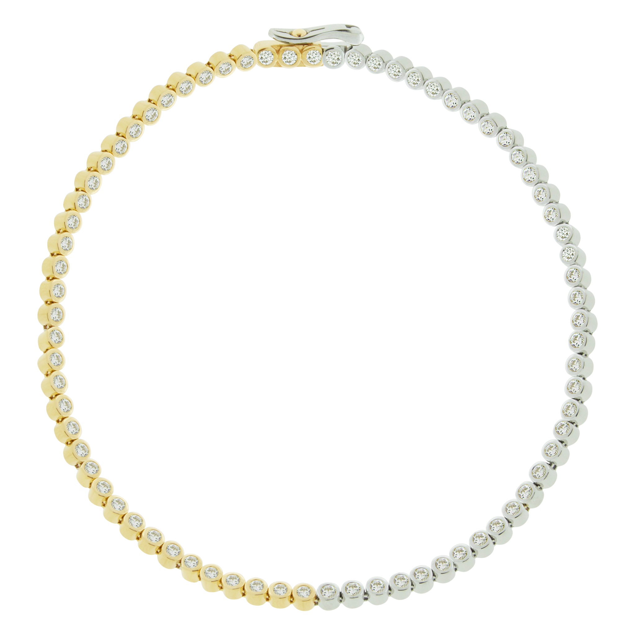 LUIS MORAIS 14K yellow gold and white gold tennis bracelet with white diamonds.&nbsp;