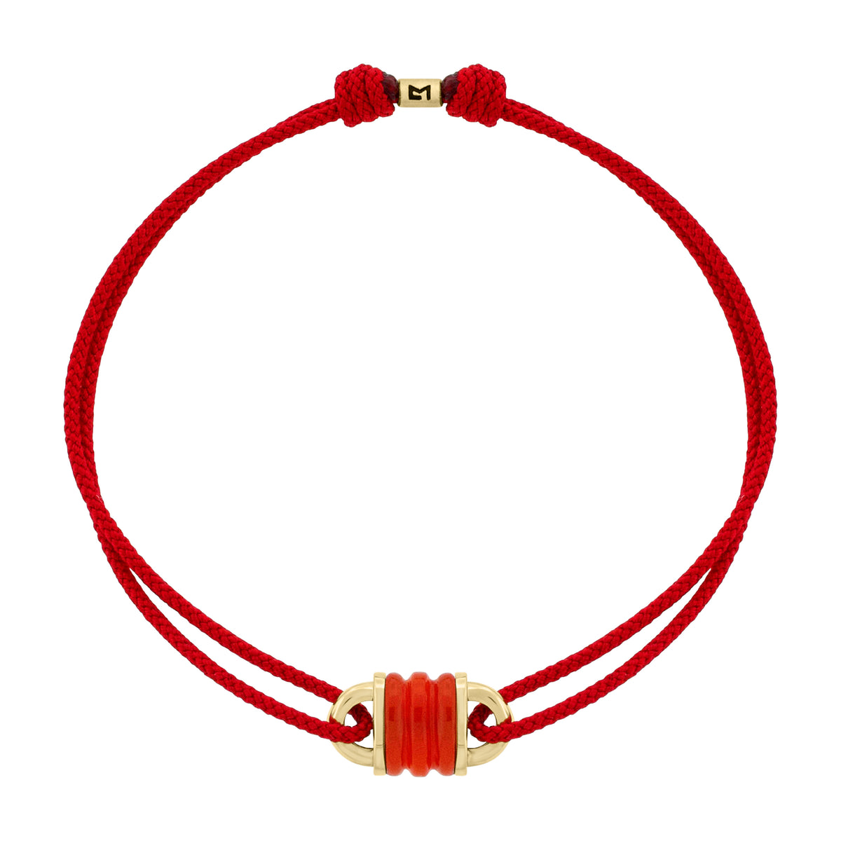 Carnelian Padlock on a Red Cord Bracelet