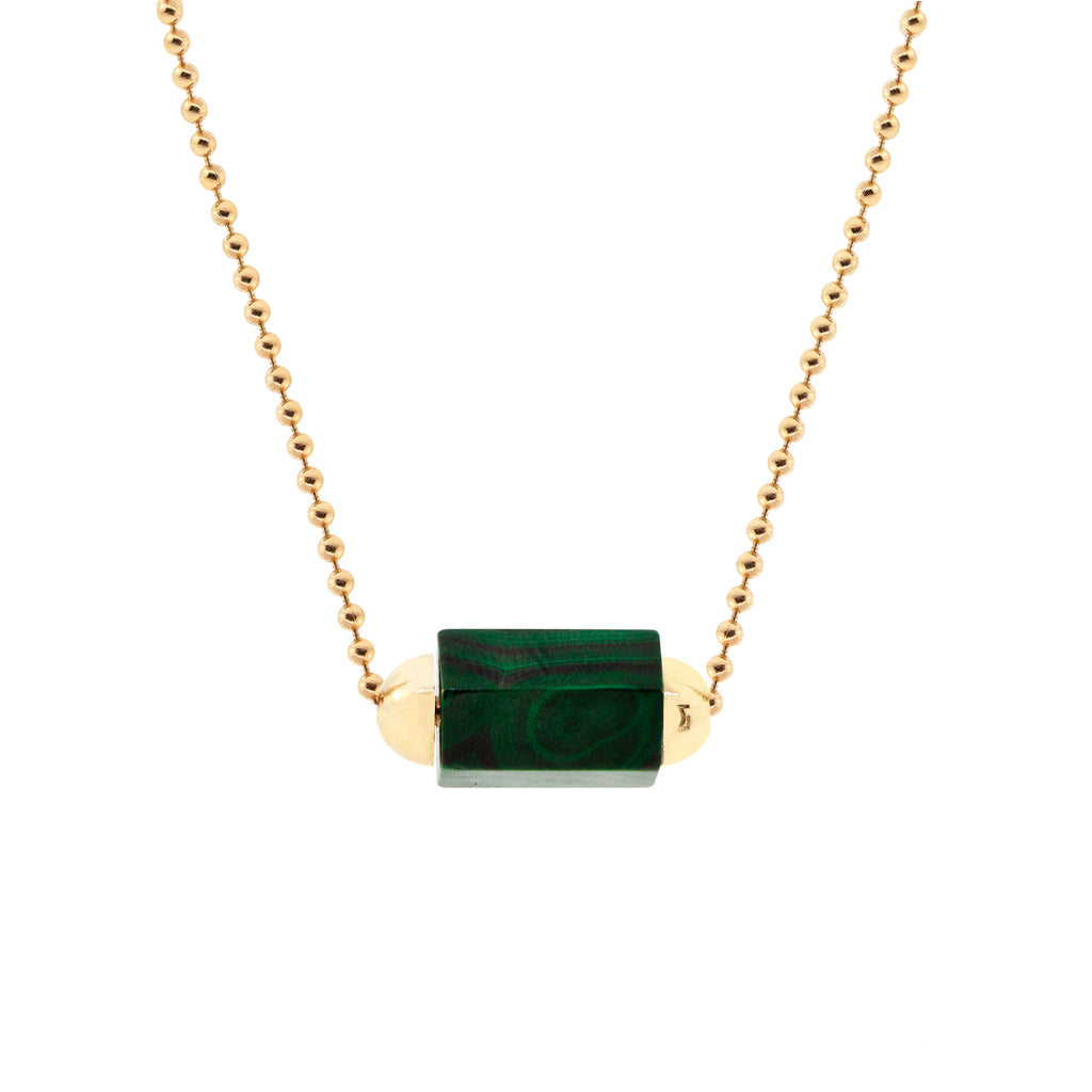 Malachite Hexagon Gemstone Bead Necklace