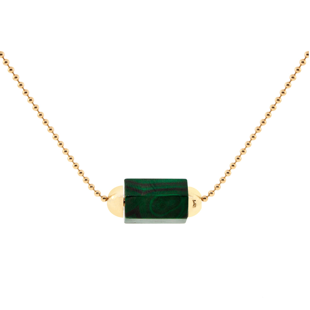 Malachite Hexagon Gemstone Bead Necklace
