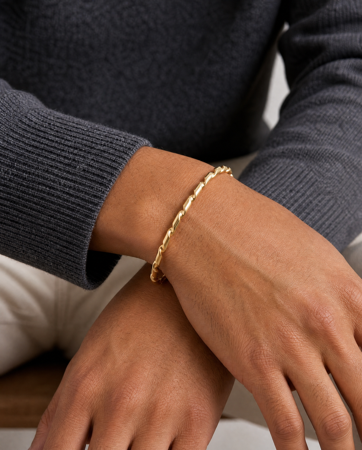 LUIS MORAIS 14k yellow gold thin drill bracelet with ruby tip.
