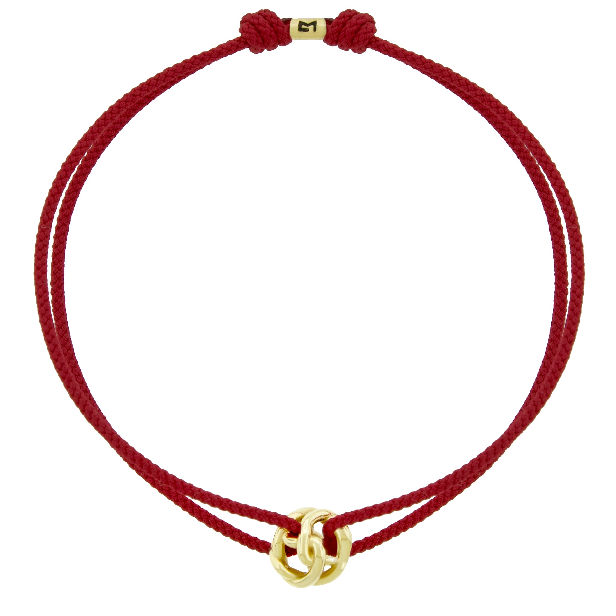 LUIS MORAIS 14k yellow gold knot ball on an adjustable cord bracelet.