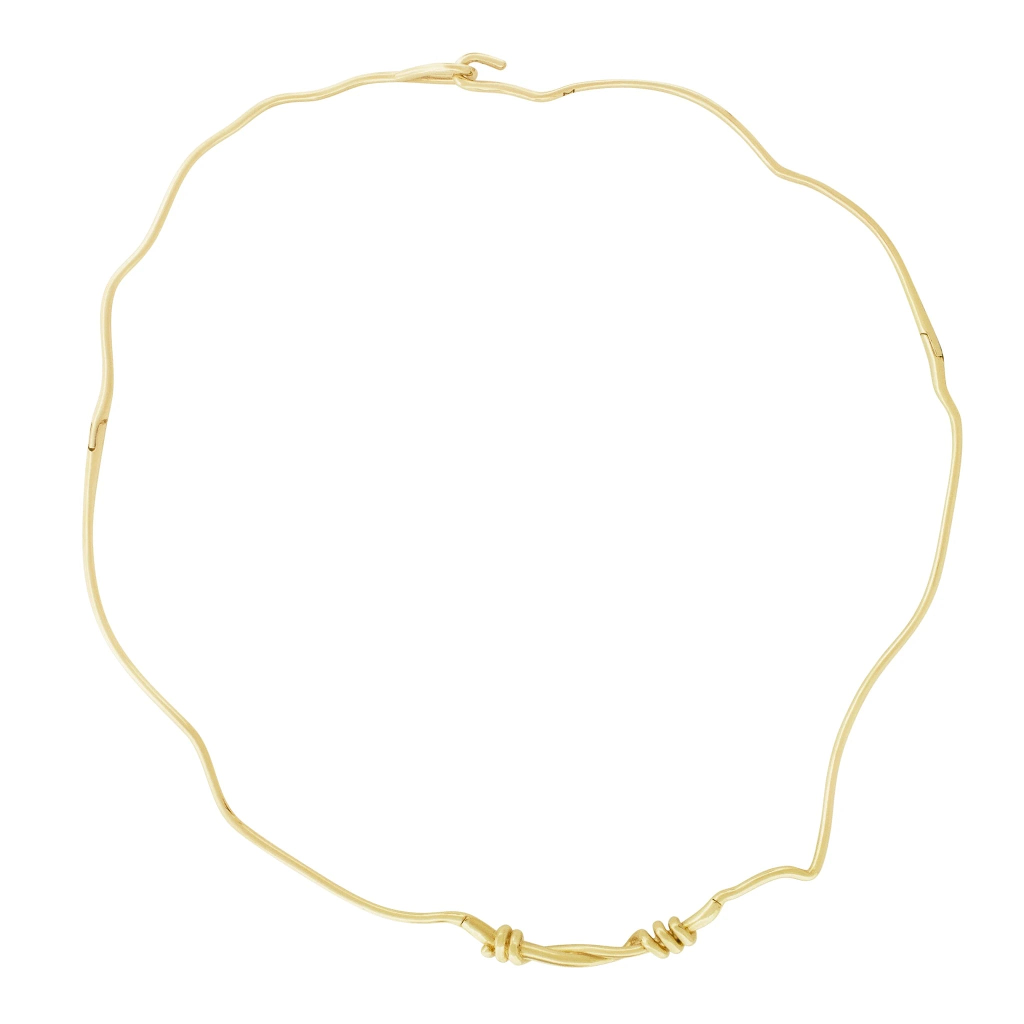 Double knot gold wire necklace
