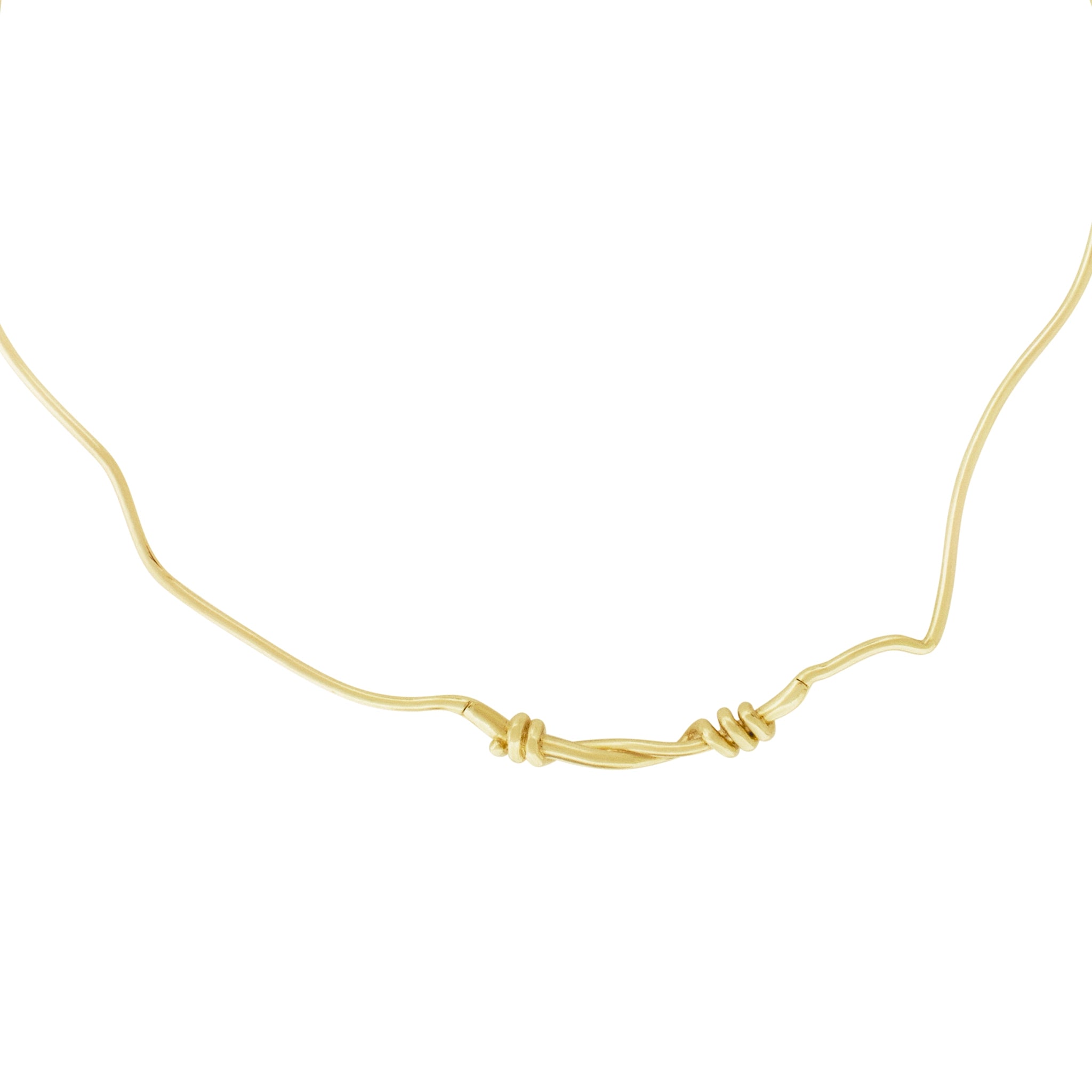 Gold double knot wire necklace