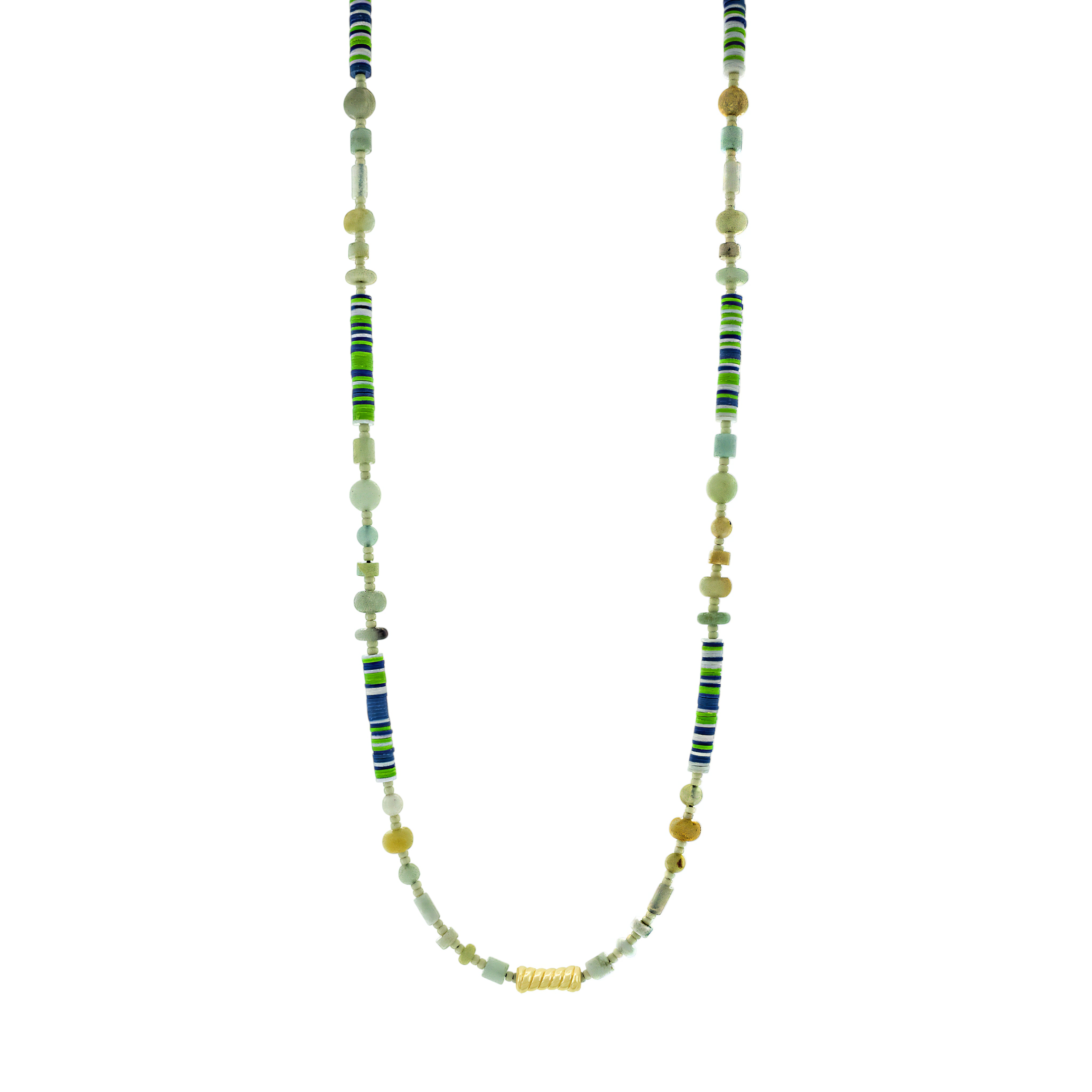 Swirl Bamboo Gemstone & Vinyl Bead Necklace