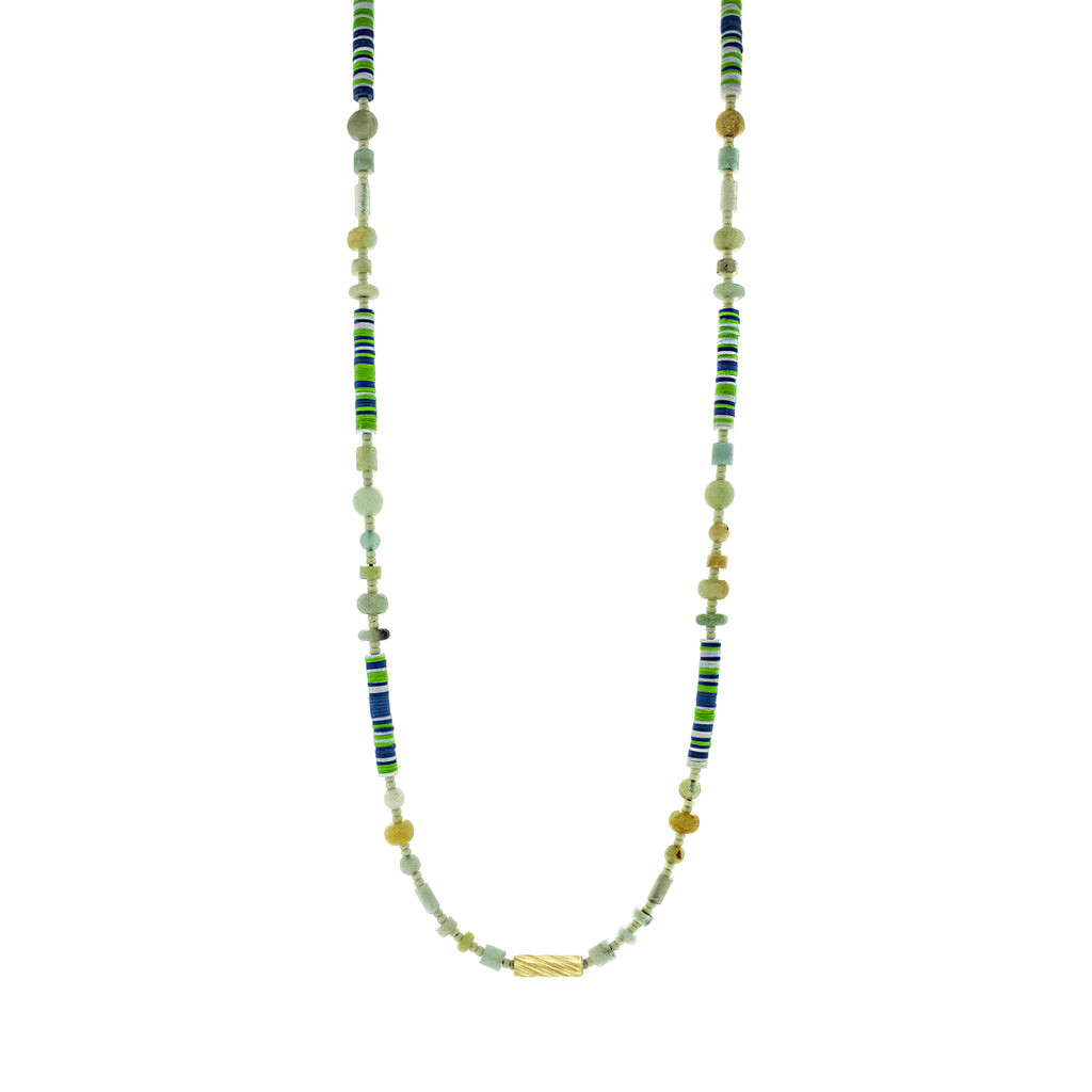 Extended Gold Drill Beaded Necklace
