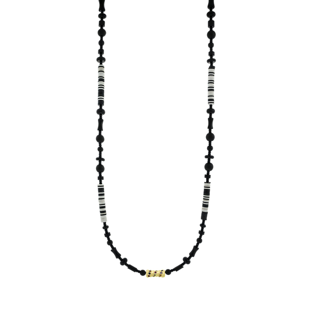 Sapphire Swirled Bamboo Beaded Necklace