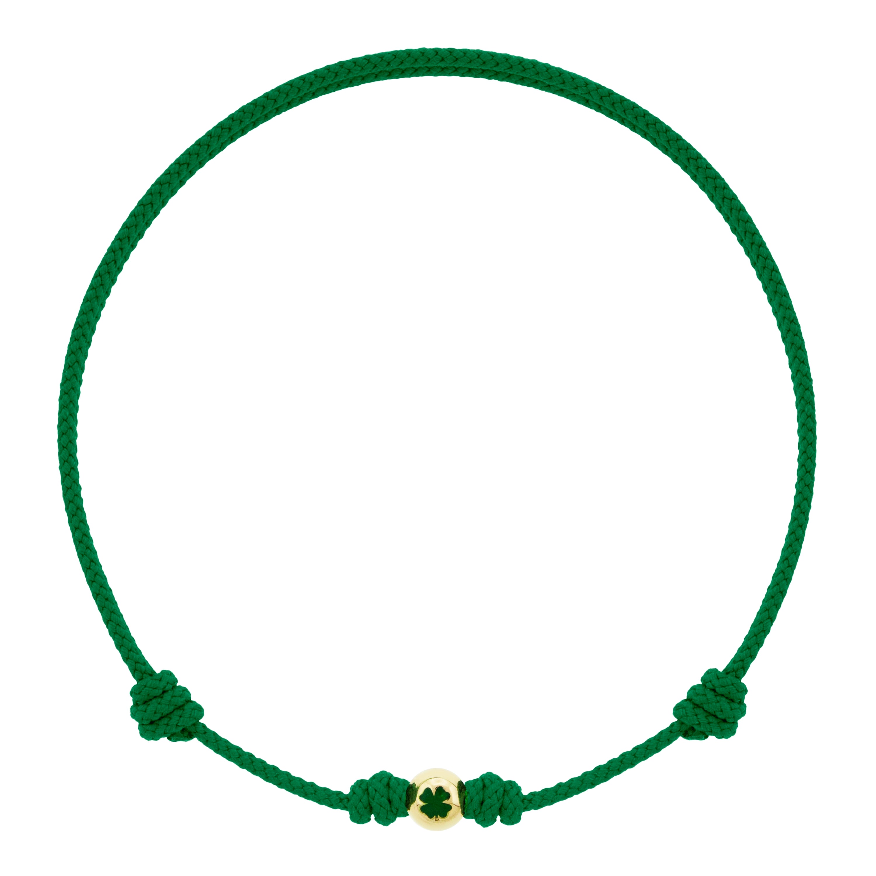 LUIS MORAIS 14k yellow gold logo ball with enameled symbol on an adjustable cord bracelet.