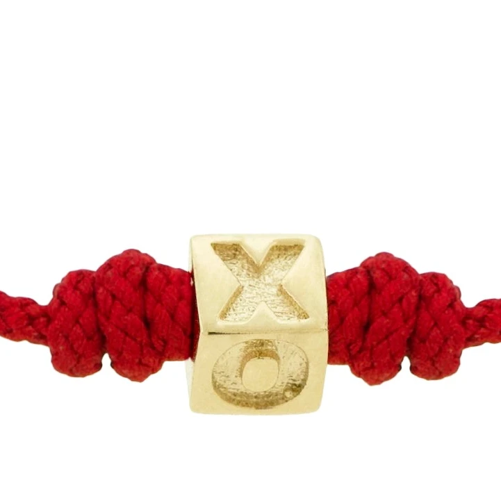 Custom Gold Cube on Cord Bracelet