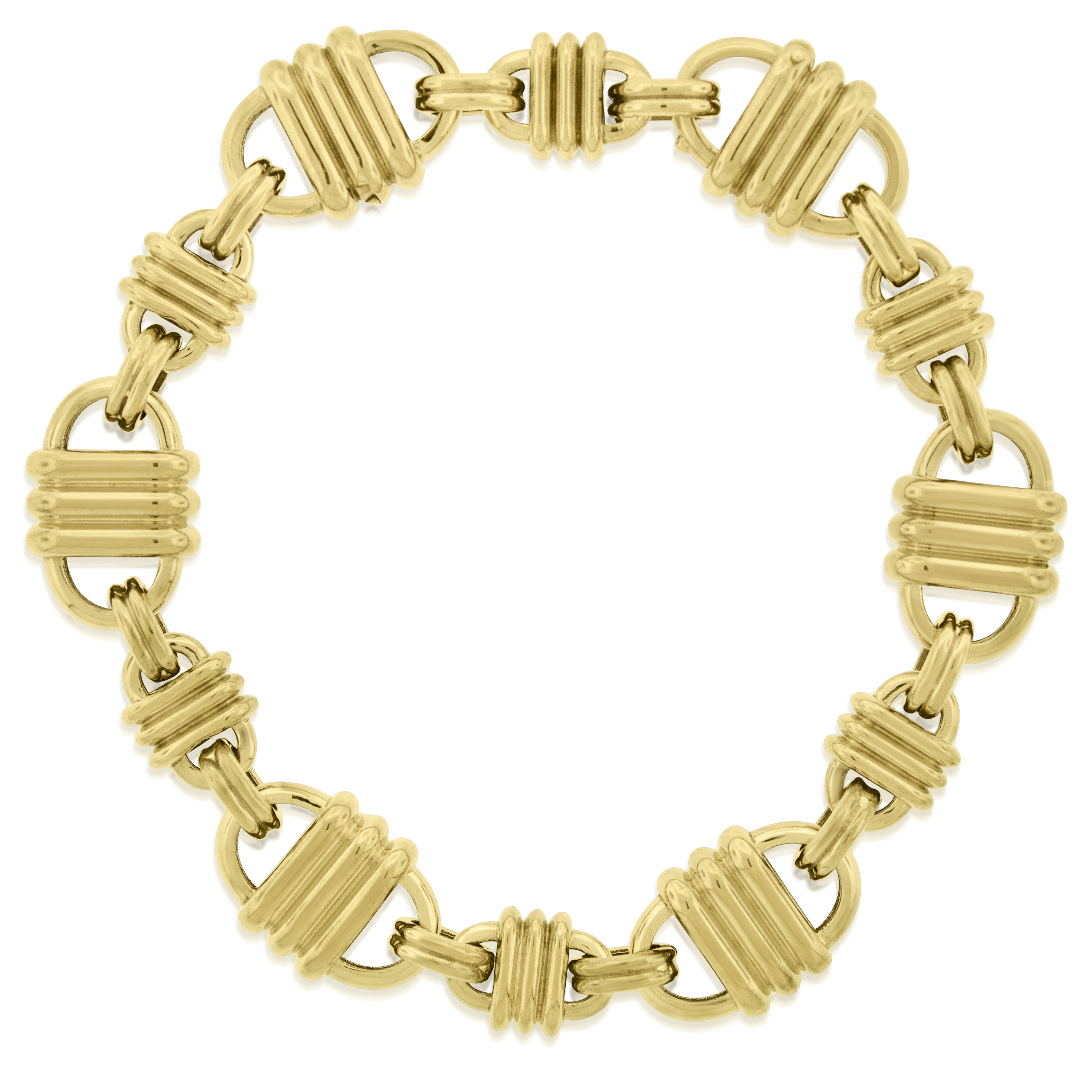 LUIS MORAIS 14k yellow gold Padlock link chain bracelet with alternating large and small links.