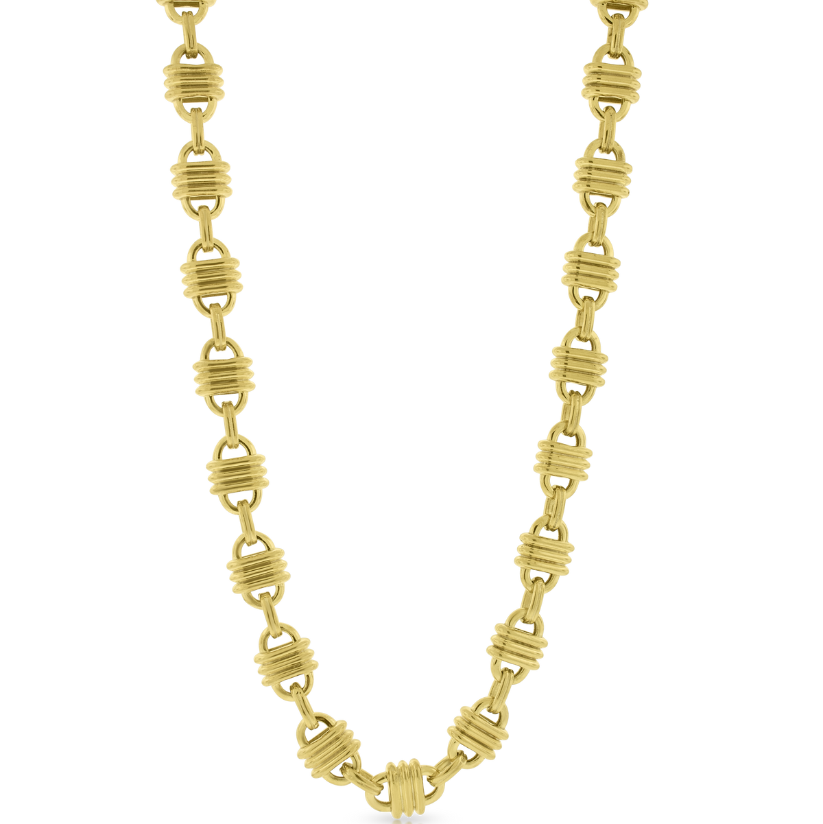 LUIS MORAIS 14k yellow gold Padlock link chain necklace with hidden clasp closure.