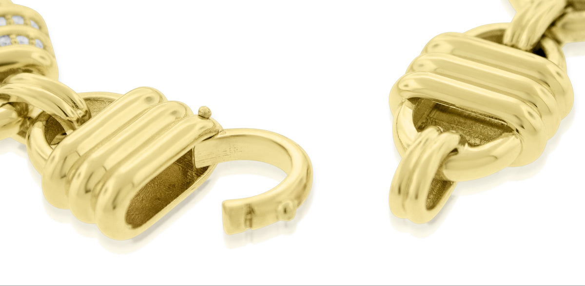 Large Padlock Chain Link Bracelet with Diamonds