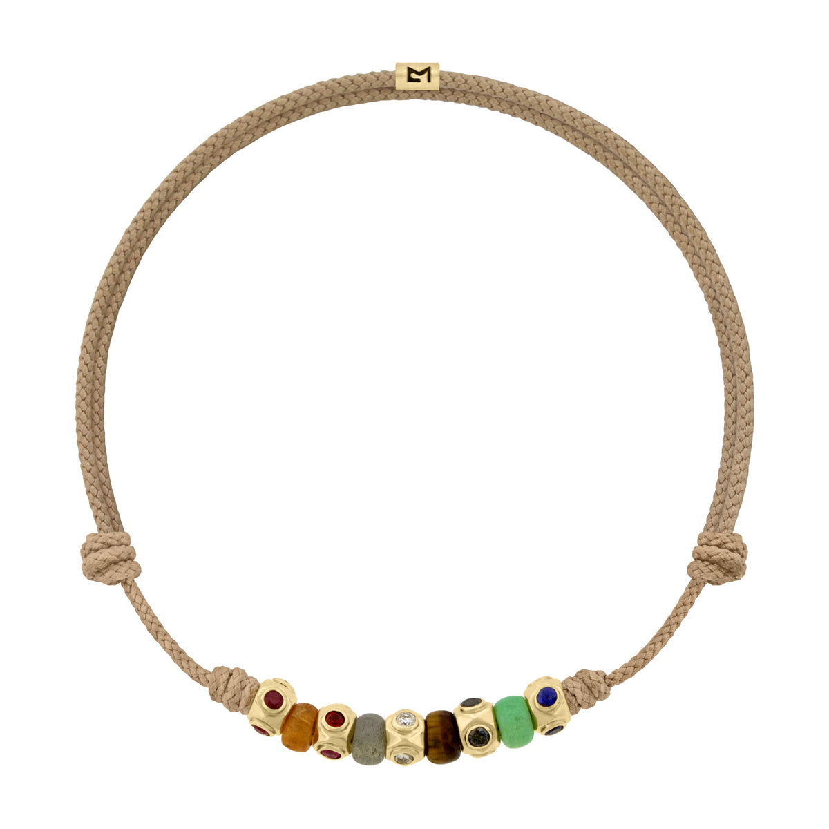 SHINE ON Eye Lingot avec diamant noir sur bracelet de perles