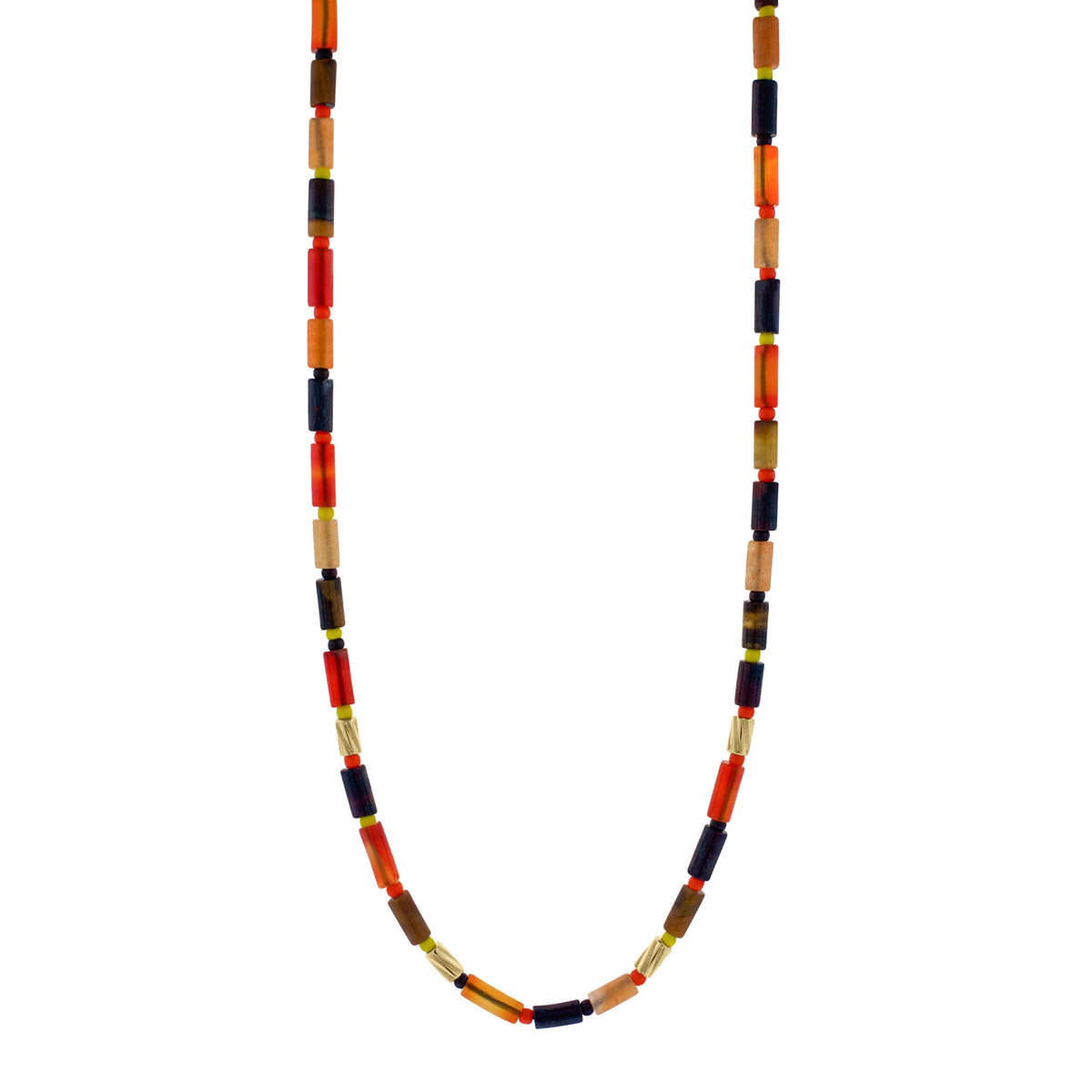 LUIS MORAIS gemstone beaded necklace with four 14k yellow gold small Drill Bits and a lobster clasp closure. Pair with your favorite gold chain for a personalized layered look.