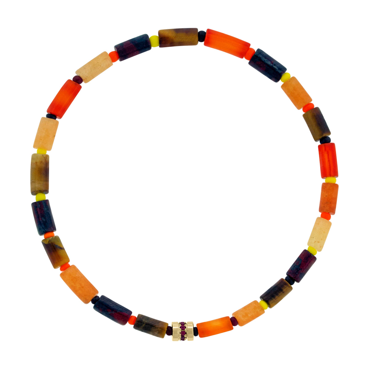 Ruby Short Roll on Multi Gemstone Bead Bracelet
