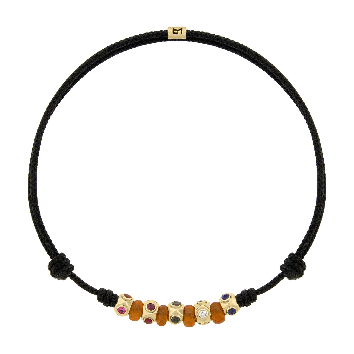 SHINE ON Eye Lingot avec diamant noir sur bracelet de perles