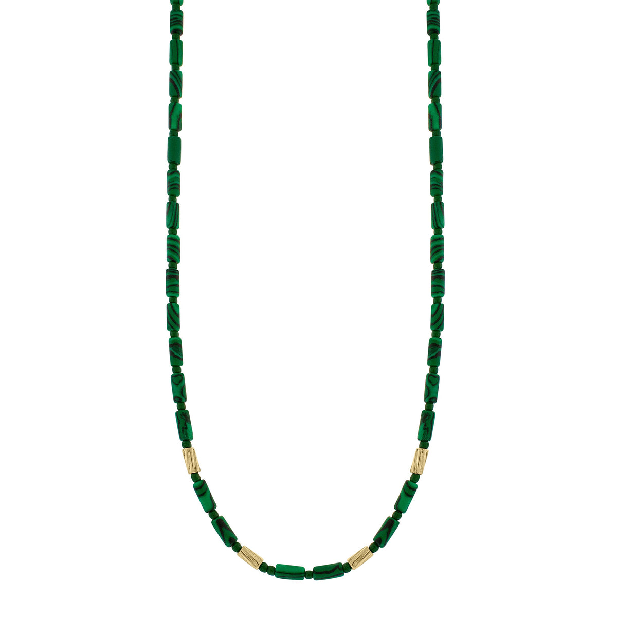 LUIS MORAIS gemstone beaded necklace with four 14k yellow gold small Drill Bits and a lobster clasp closure.