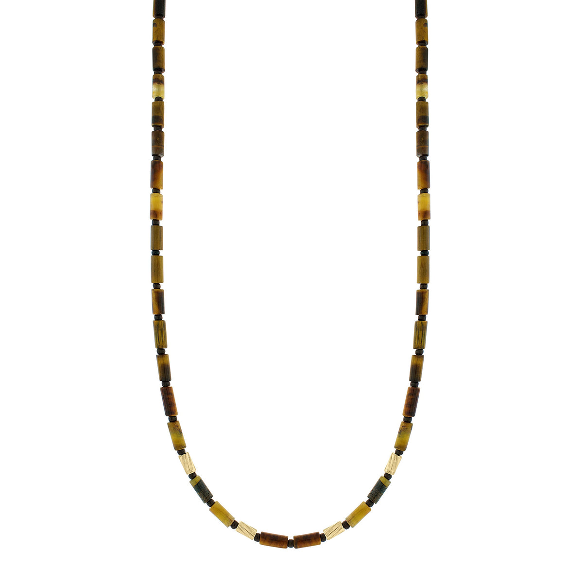 LUIS MORAIS gemstone beaded necklace with four 14k yellow gold small Drill Bits and a lobster clasp closure. Pair with your favorite gold chain for a personalized layered look.