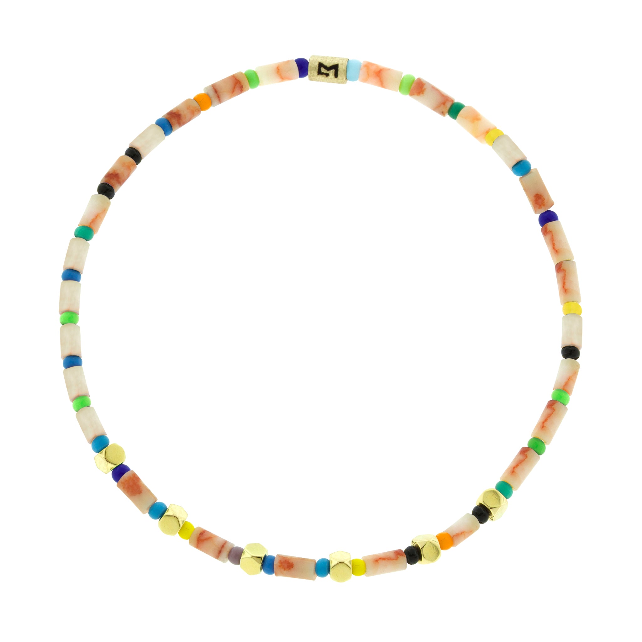 <p>LUIS MORAIS gemstone and glass beaded bracelet with six 14k yellow gold mini Tetras.</p> <ul> <li></li> </ul>