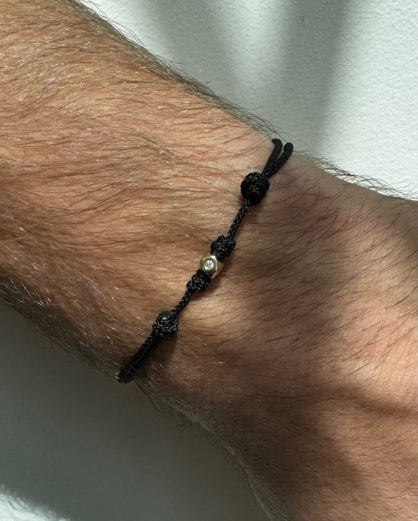 Tetra with White Diamond on Black Cord Bracelet