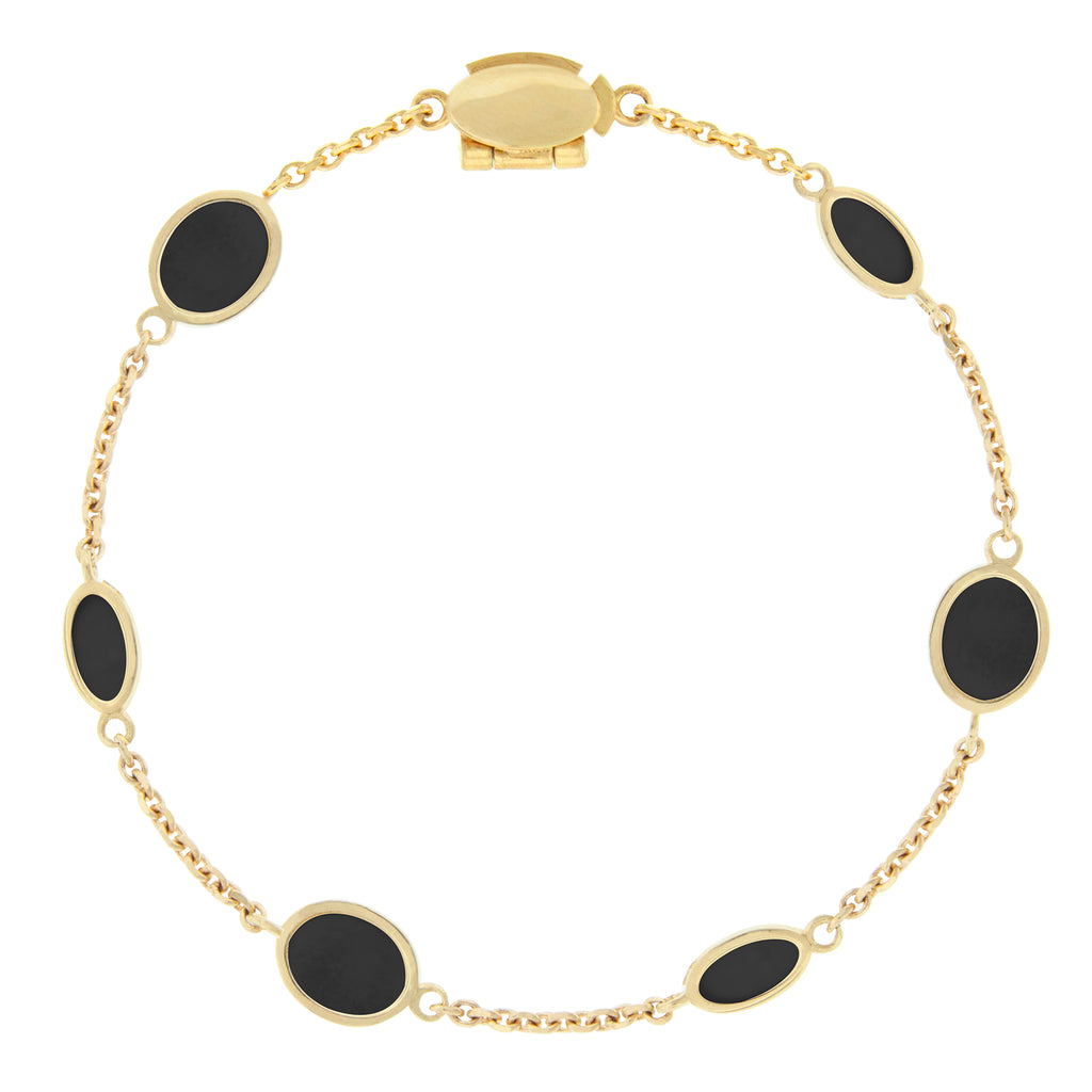 <p>LUIS MORAIS 14k yellow gold chain bracelet with oval gemstones. Our unique clamshell clasp closure provides added security with its sleek design.</p> <ul> <li></li> </ul>