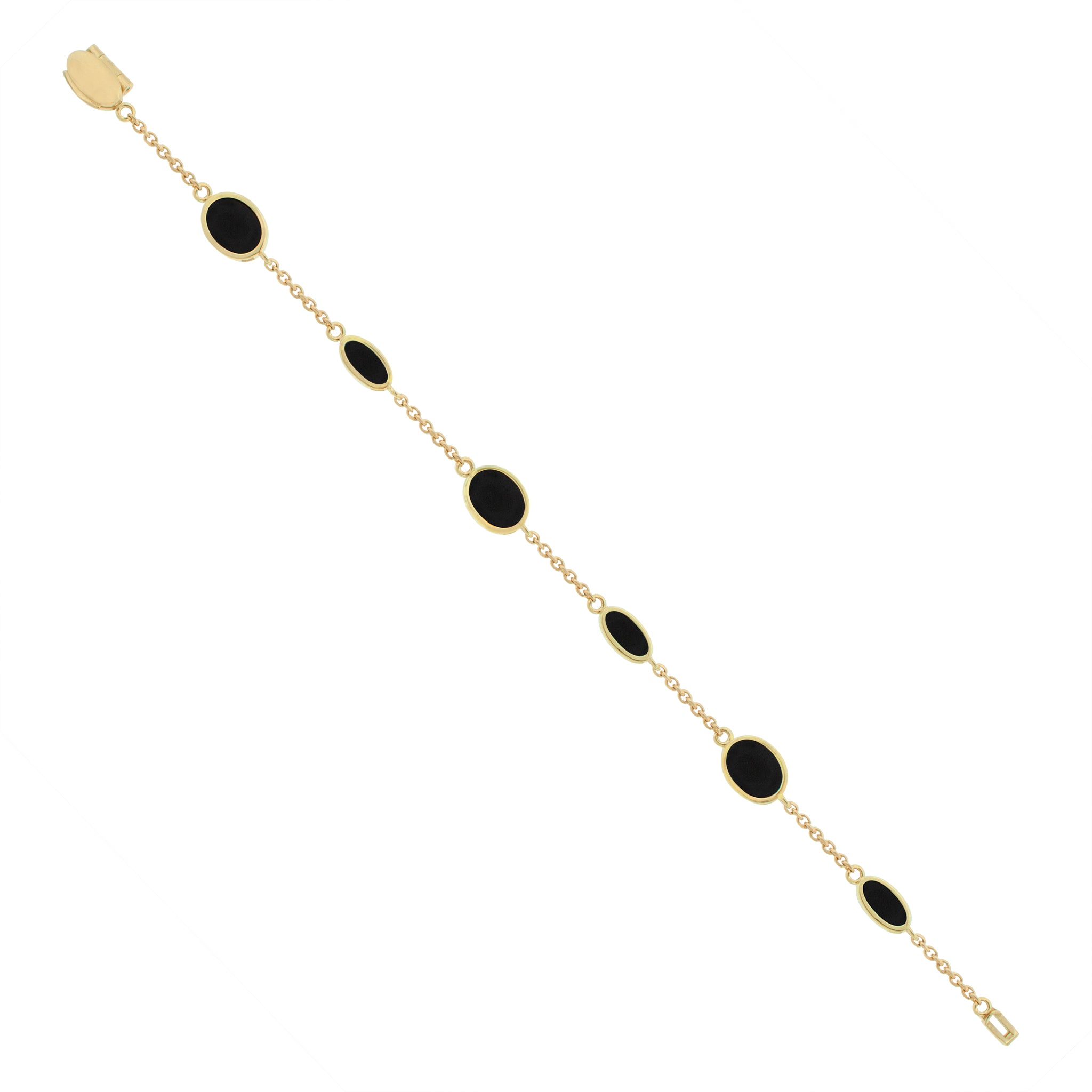 Onyx Oval Gold Chain Bracelet