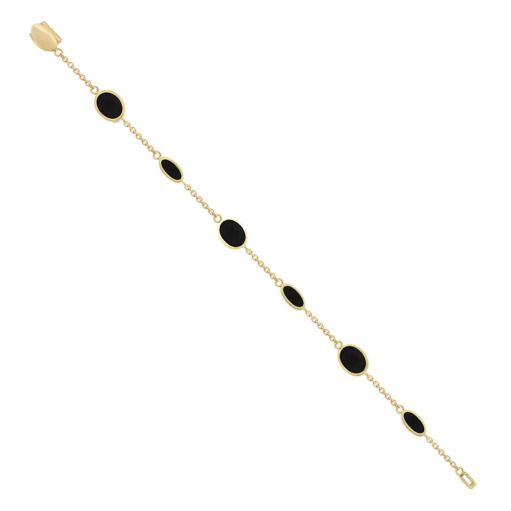 Onyx Oval Gemstone Gold Chain Bracelet