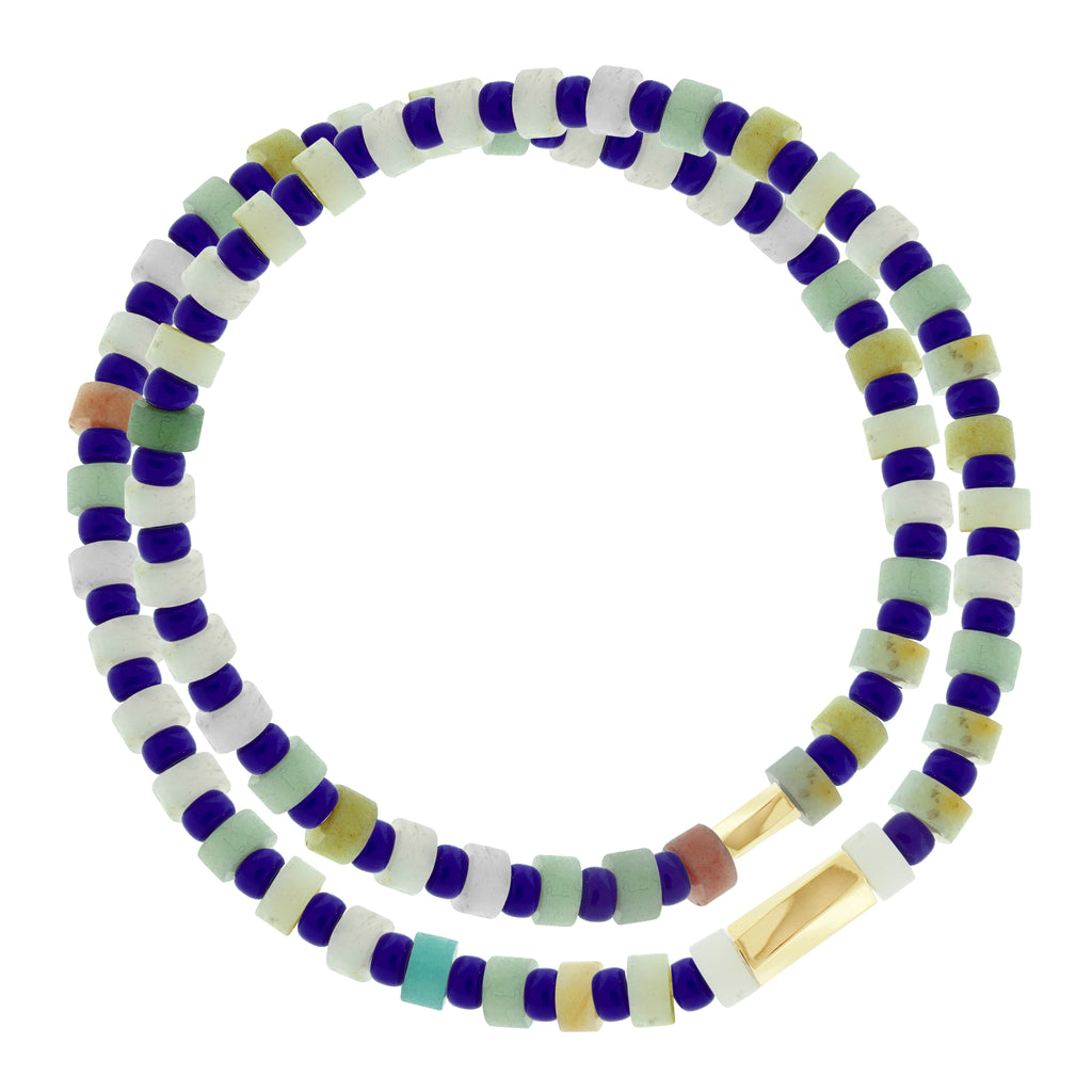 Twisted Hexagons on Double Wrap Amazonite Bead Bracelet