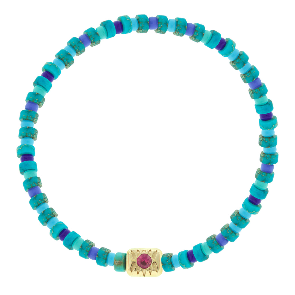 SHINE ON Eye Ingot with Pink Sapphire on Bead Bracelet
