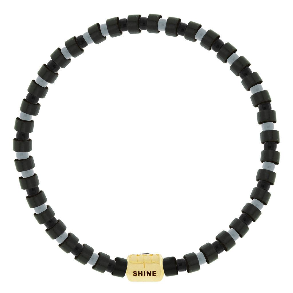 SHINE ON Eye Lingot avec diamant noir sur bracelet de perles