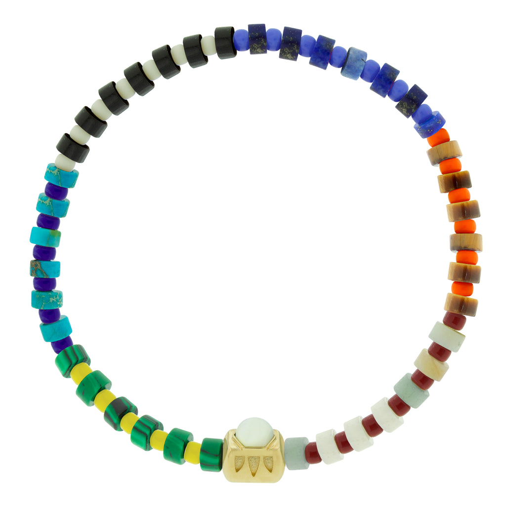 Lingot avec hexagone de pierre de lune sur bracelet perlé