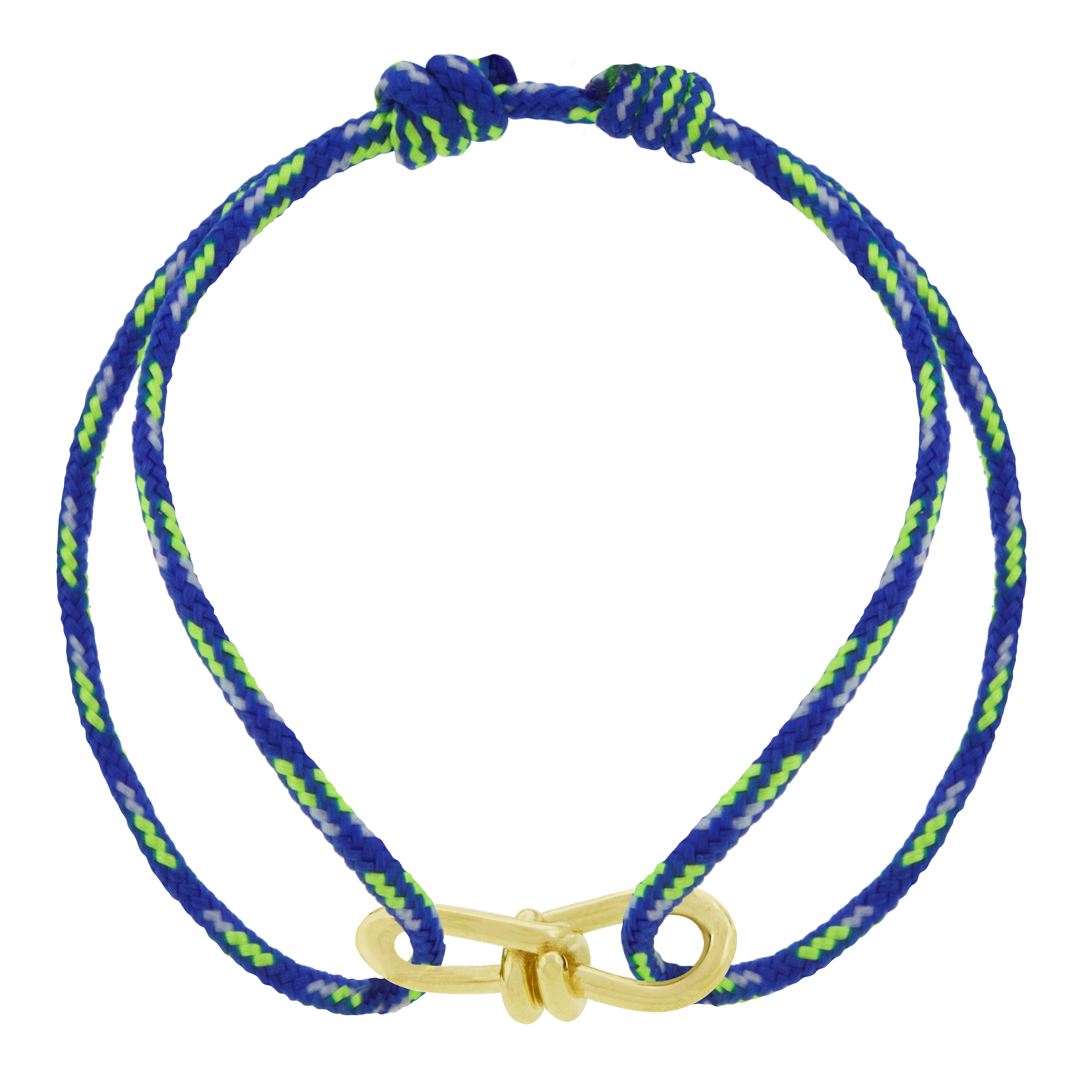 LUIS MORAIS 14k yellow gold large twisted wire knot on a thick cord bracelet.&nbsp;