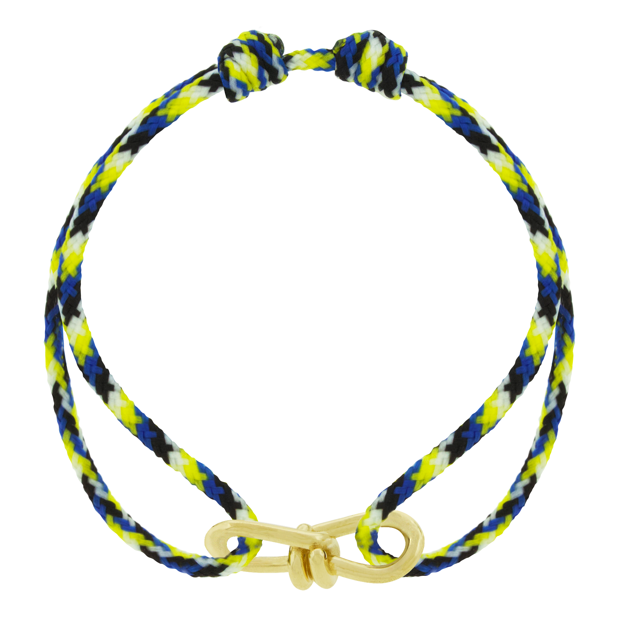 LUIS MORAIS 14k yellow gold large twisted wire knot on a thick cord bracelet.&nbsp;