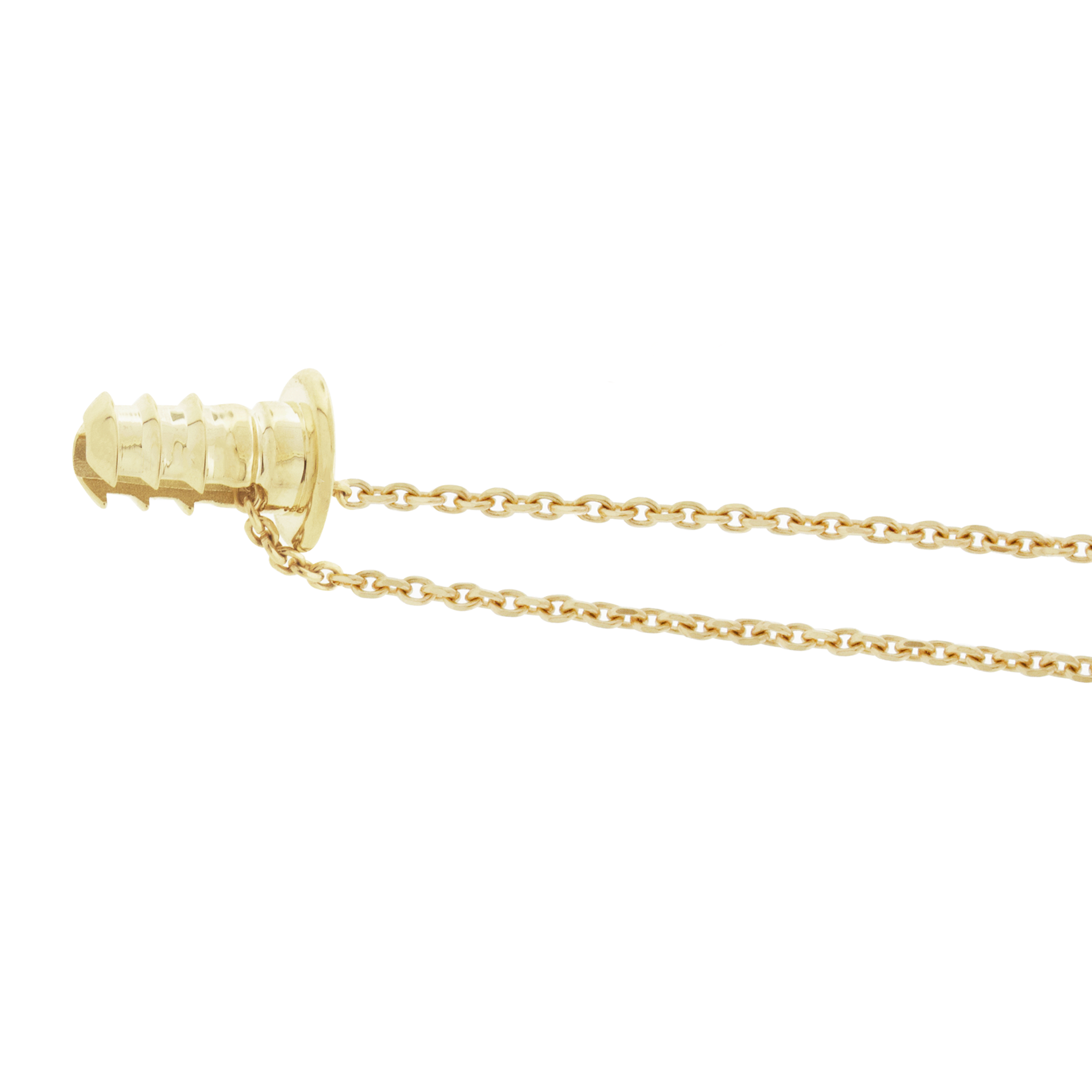 14K yellow gold screw pendant. Approximately 1.25 inches in length.