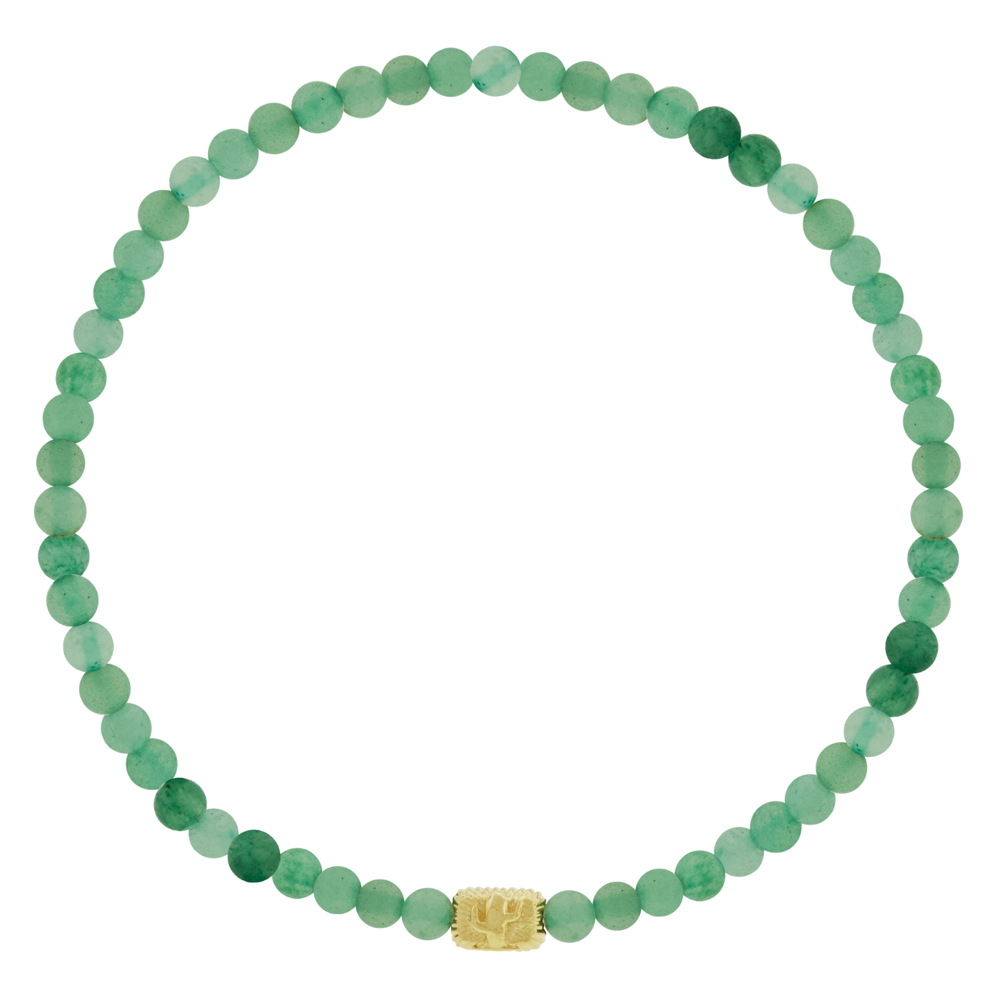 LUIS MORAIS 14k yellow gold small corrugated ingot with symbol on a gemstone beaded bracelet.