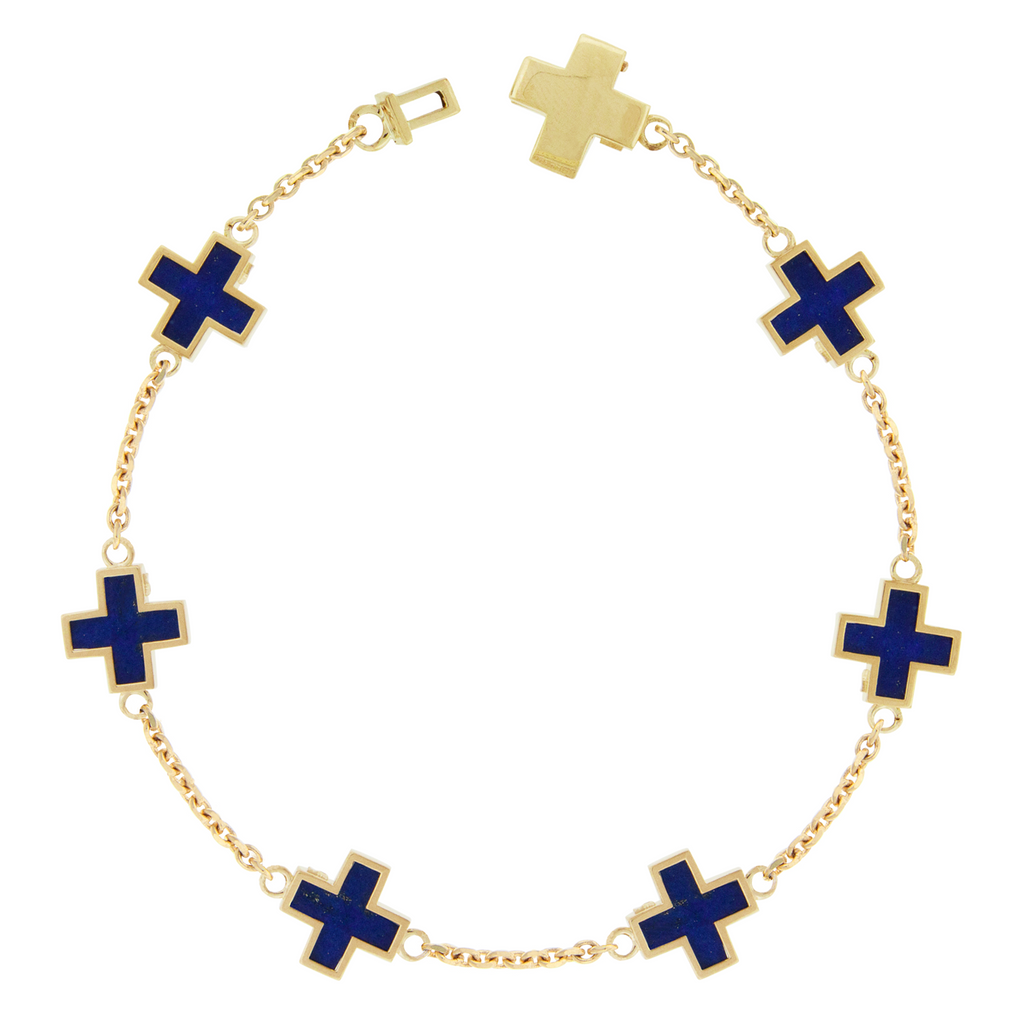 Lapis Gemstone Cross Bracelet