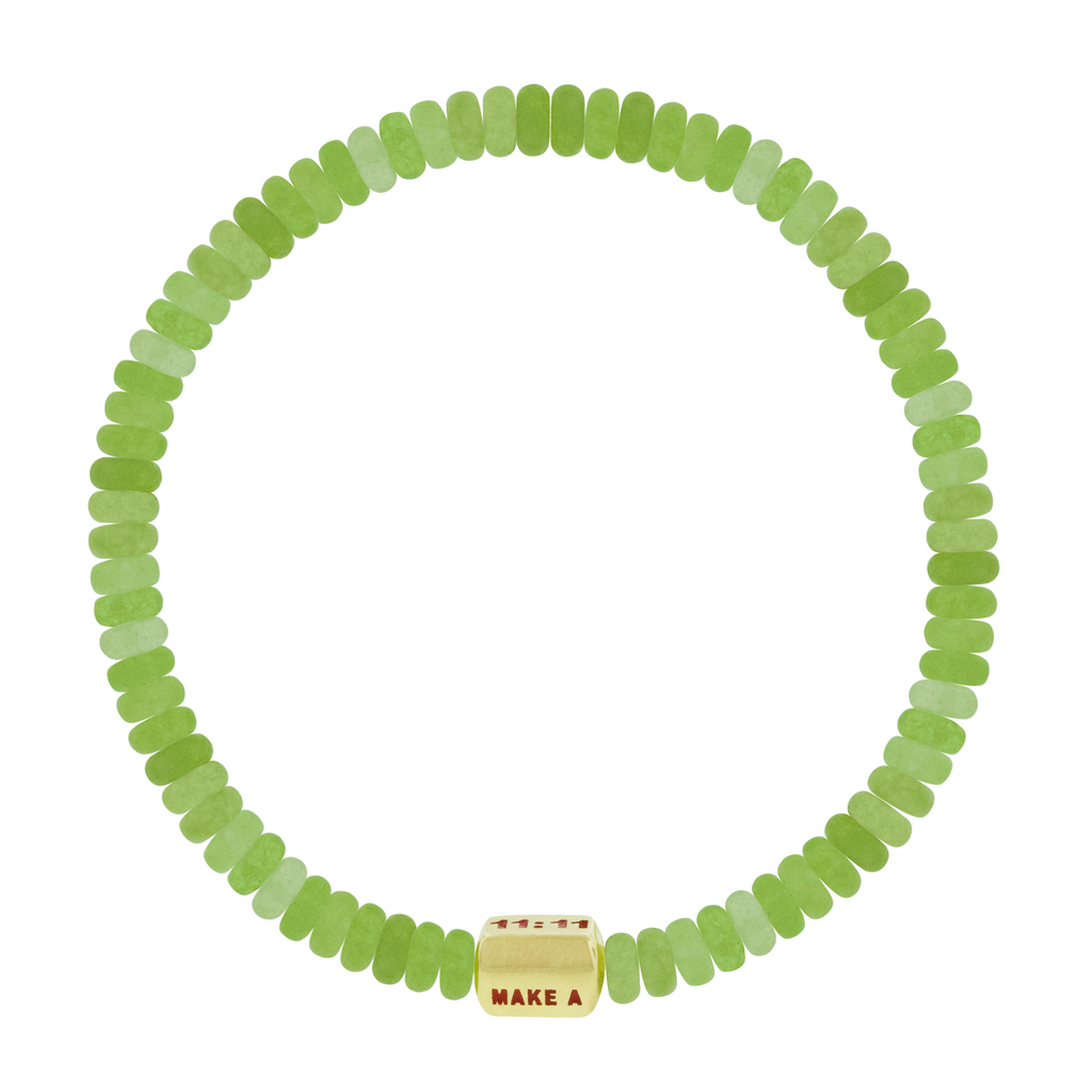 11:11 Ingot on Chalcedony Bead Bracelet