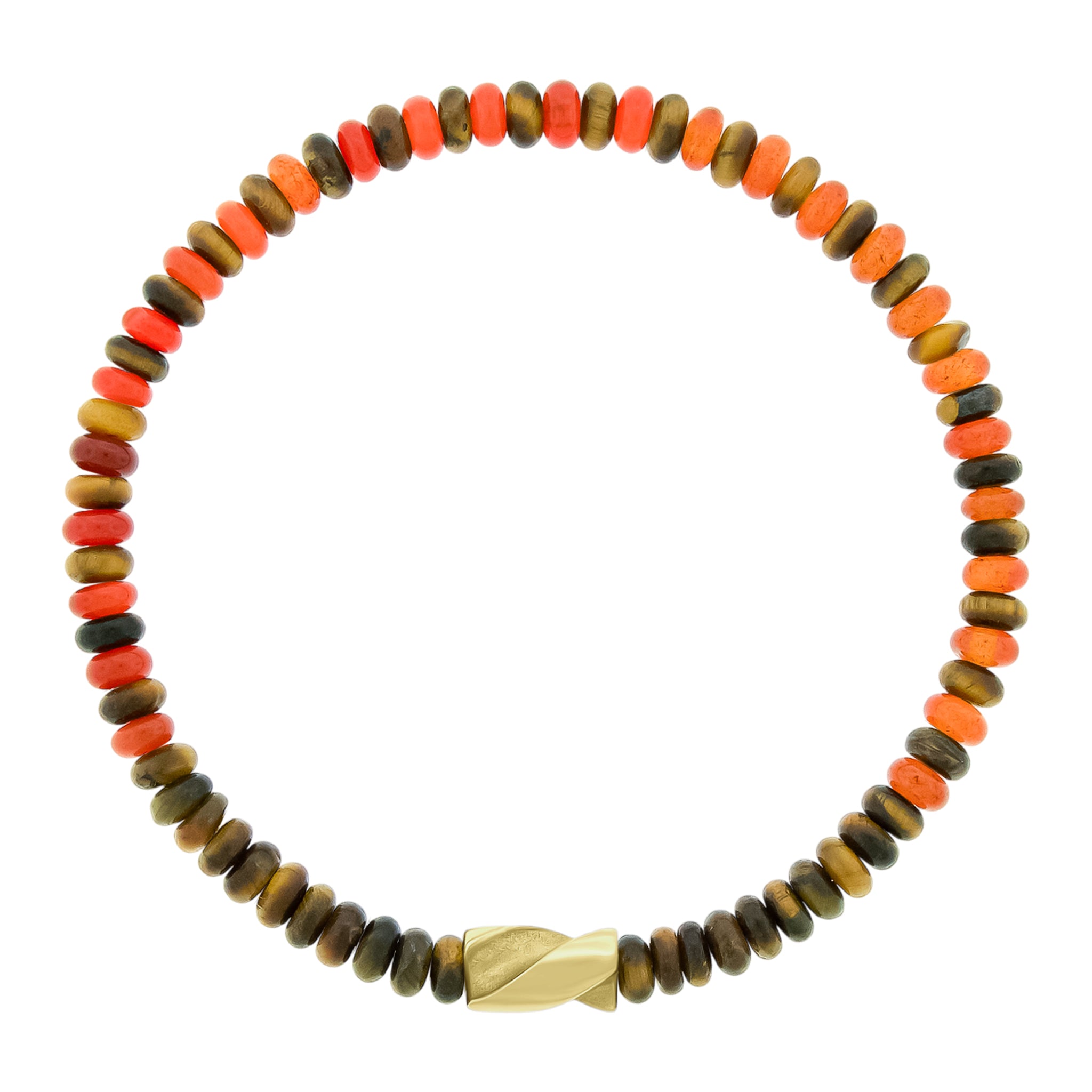 LUIS MORAIS 14k yellow gold short drill bit on a gemstone beaded bracelet. The drill bit design is symbolic of digging deeper into oneself and life’s challenges. It represents resilience and the pursuit of discovery, encouraging the wearer to push through obstacles and uncover hidden truths.