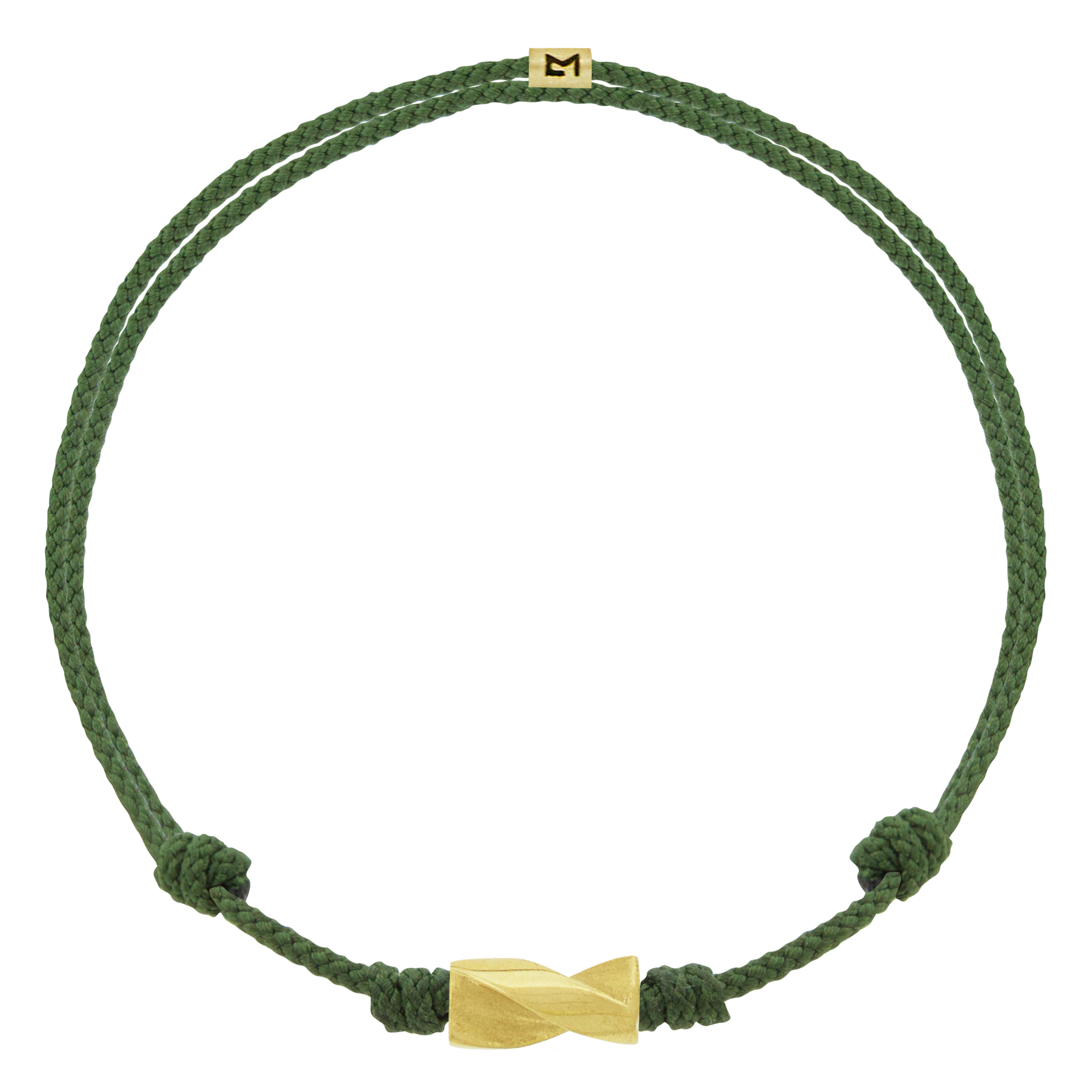 LUIS MORAIS 14k yellow gold long drill bit on an adjustable cord bracelet. The drill bit design is symbolic of digging deeper into oneself and life’s challenges. It represents resilience and the pursuit of discovery, encouraging the wearer to push through obstacles and uncover hidden truths.