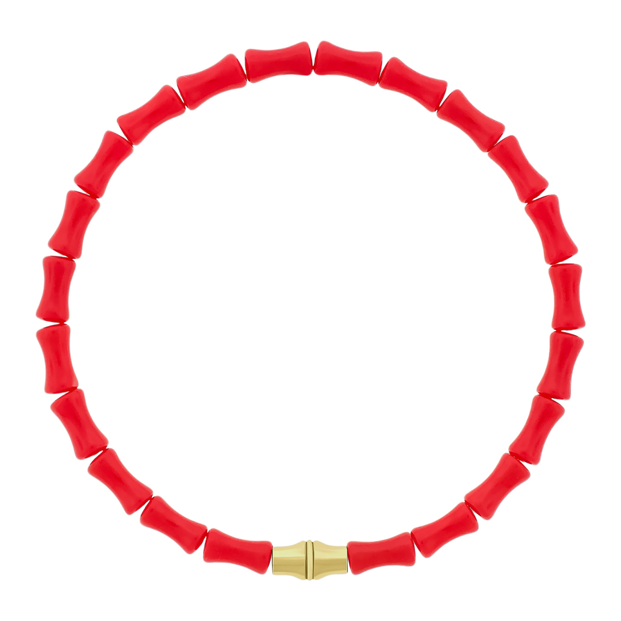 LUIS MORAIS 14k yellow gold Canister Bamboo tube on a glass beaded bracelet. Bamboo symbolizes strength, resilience, and the ability to grow through adversity.